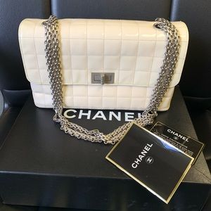 Chanel patent reissue chocolate single flap